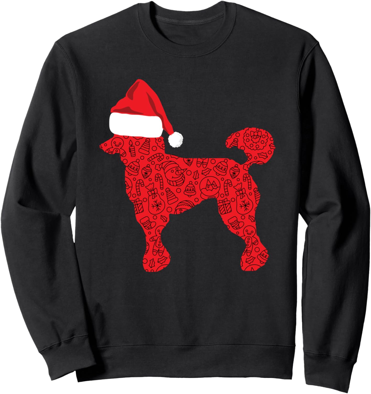 

Шапка Санты с пуделем, рождественский подарок для любителя собак, толстовка с изображением пуделя, черная (черный 19-3911tcx), размер S Shirtbooth: Christmas