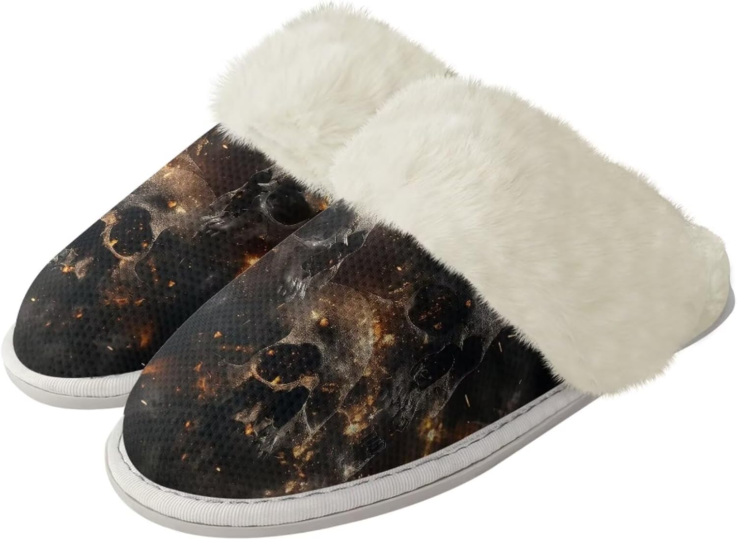 

Мягкие домашние тапочки с принтом черепа, удобные, с противоскользящим покрытием и поддержкой свода стопы, идеально подходят для зимы Getelinseng, Death Skull