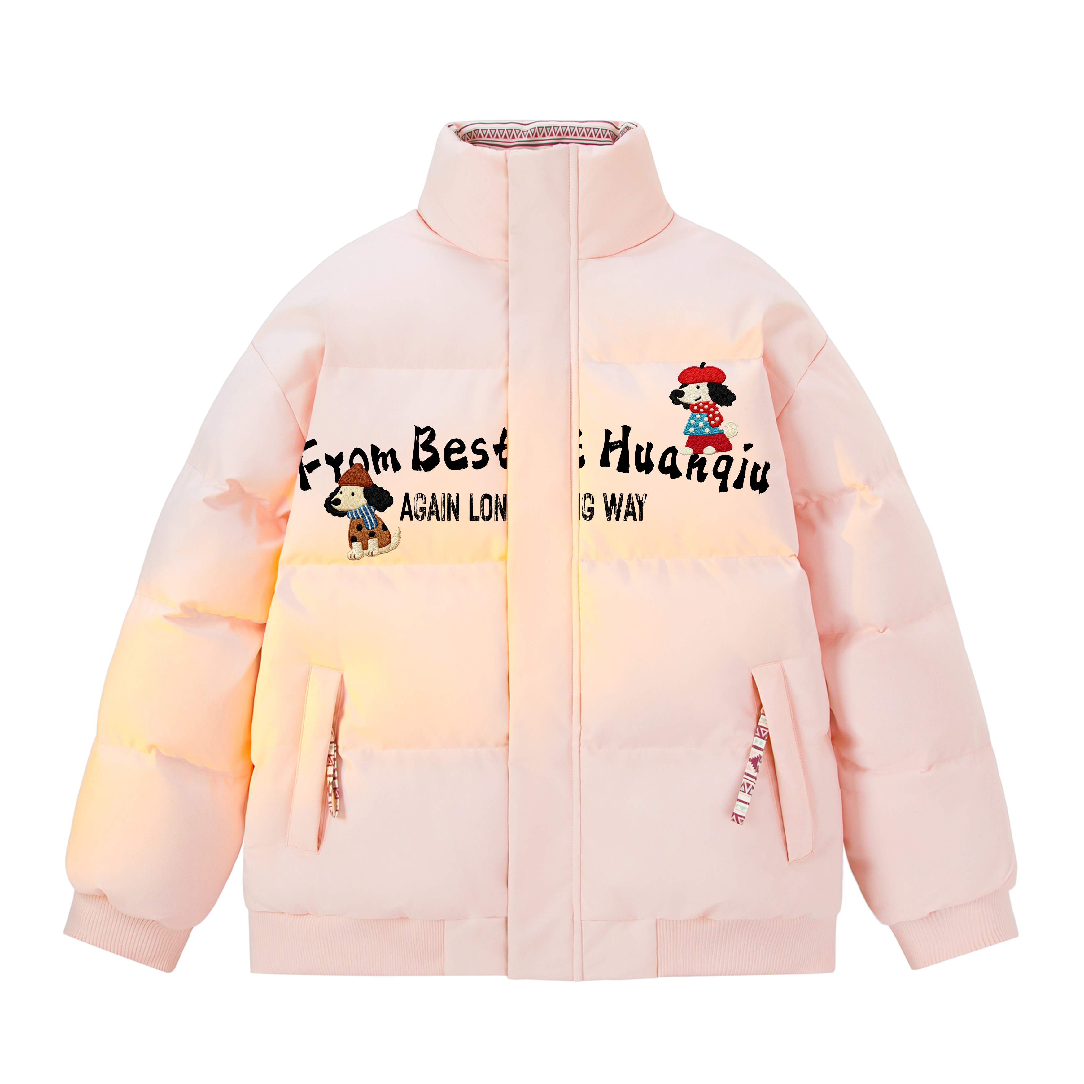 

Пуховик Unisex Stand Collar утепленный стеганый HUANQIU, светло-розовый