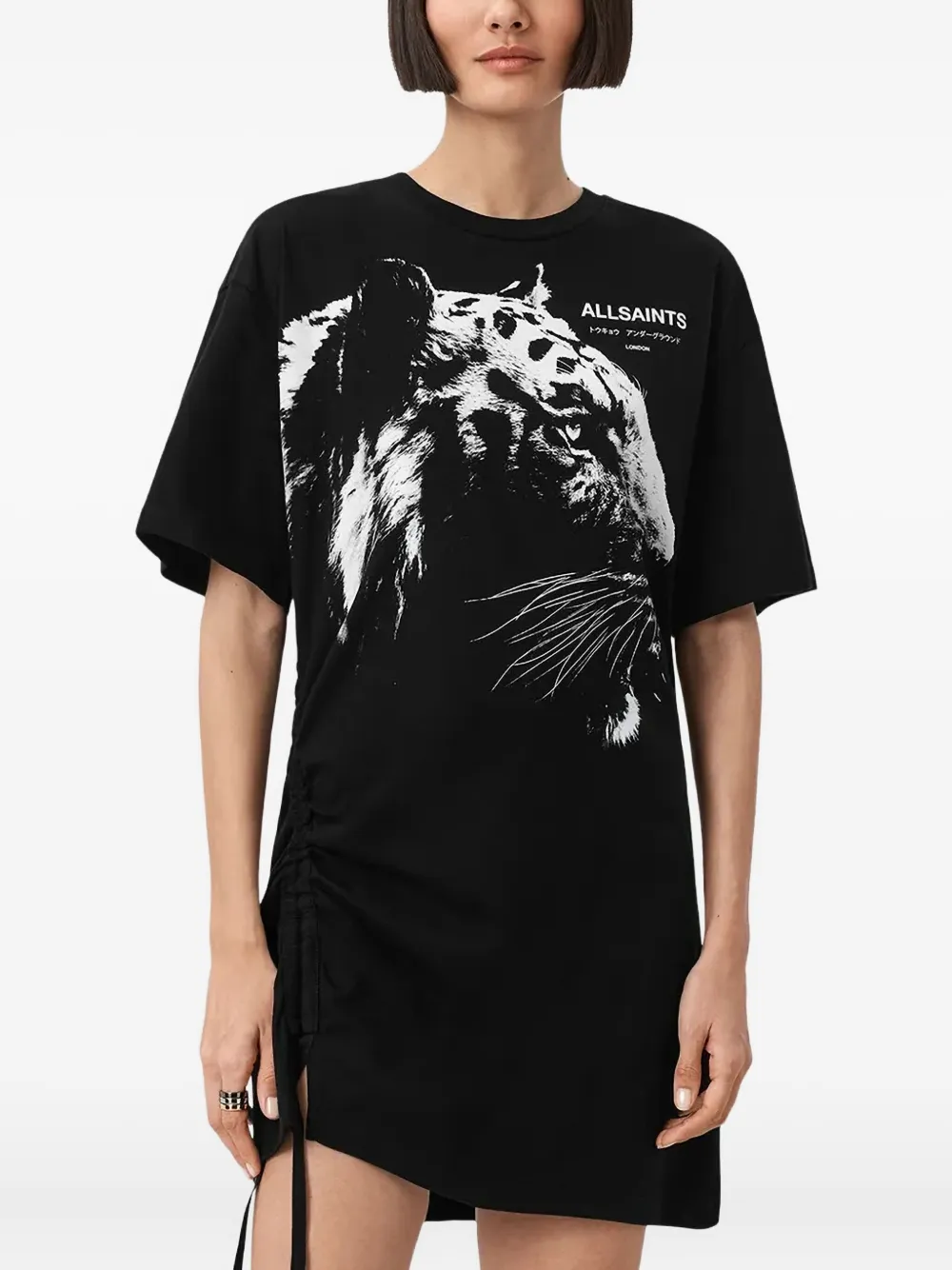 

Графичное мини-платье Allsaints, черный