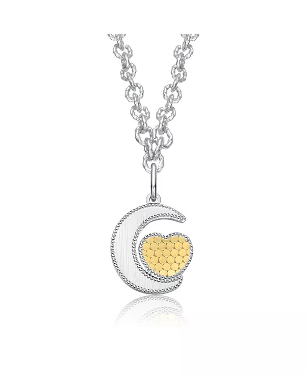

Двухцветный кулон в виде полумесяца и сердца Rachel Glauber, white
