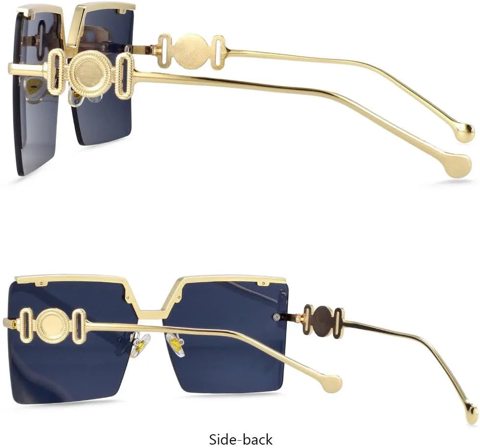 

Солнцезащитные очки в крупной прямоугольной оправе, модные, для мужчин и женщин, без оправы, защита от УФ-излучения UV400, винтажные очки TYUVIVO, Tea Pink