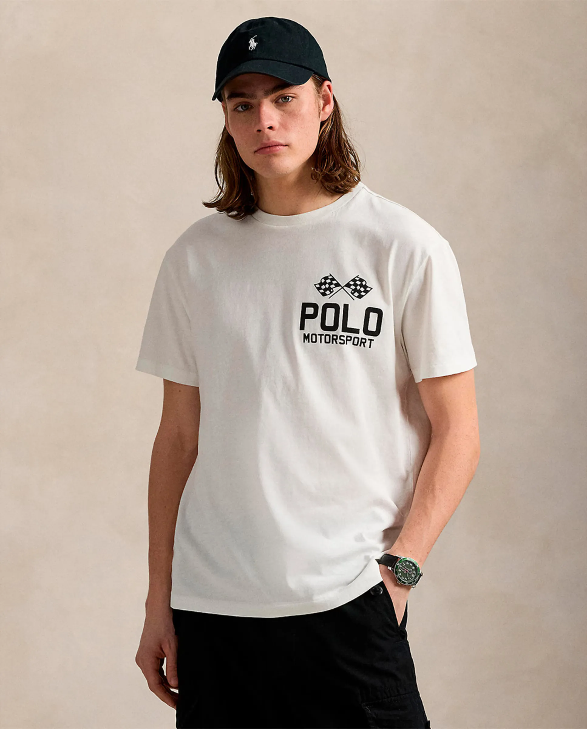 

Классическая мужская футболка из жаккардового трикотажа Polo Ralph Lauren, цвет Crudo