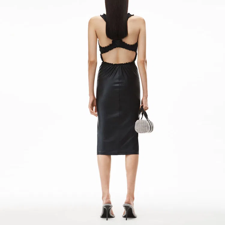 Платье без рукавов женское Black с круглым вырезом средней длины Alexander Wang — фото 4