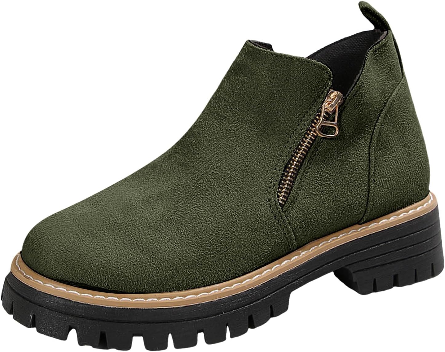 

Женские ботильоны Movnebyro с массивным каблуком, платформой и боковой молнией, винтажные с круглым носком, повседневные ботинки для прогулок на осень, уличная обувь на каждый день, зеленый