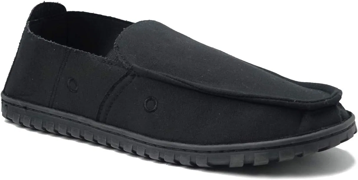 Мокасины мужские Canvas Loafer House Shoe Moccasins Heavy Duty Rubber Bottom, черный REDVOLUTION