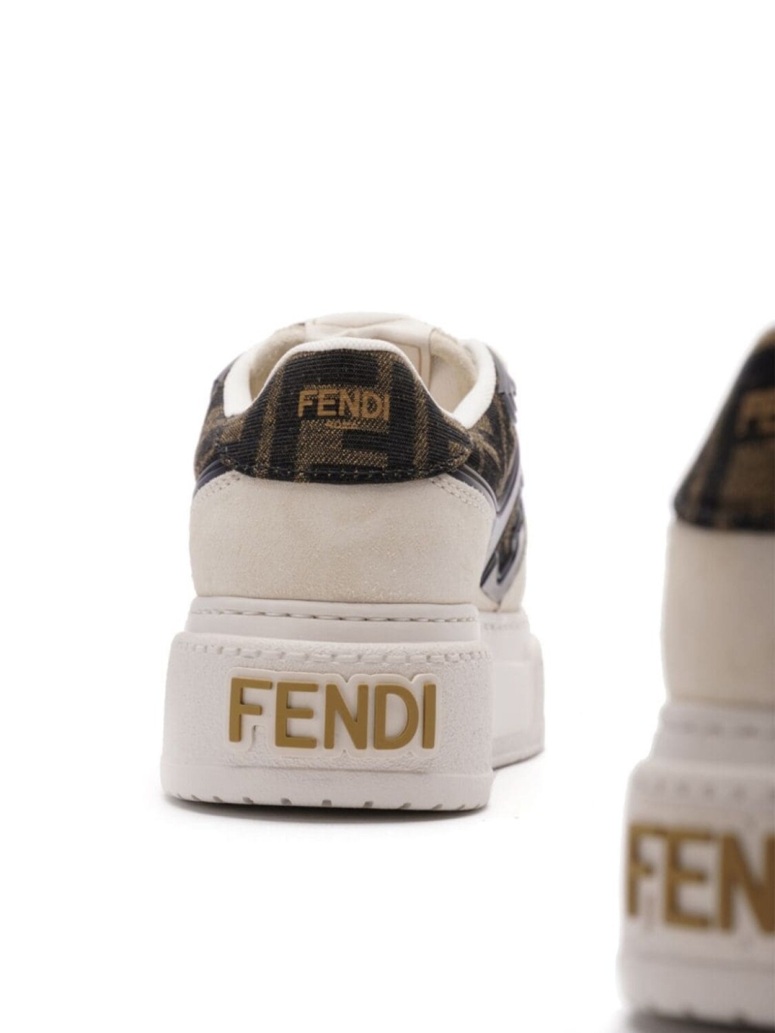 FENDI кроссовки с панелями с мотивом Zuca, коричневый — фото 2