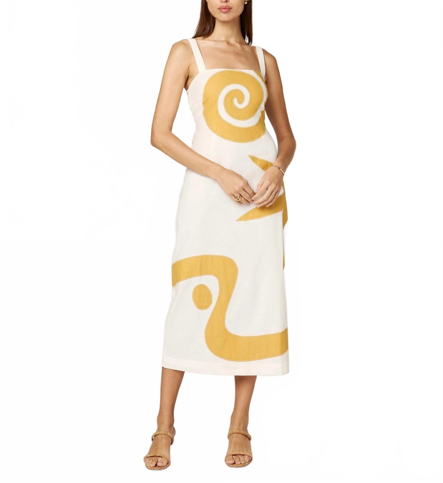 

Бри Миди-платье в цвете слоновая кость/охра Cleobella