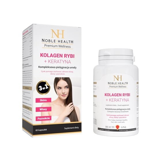 

Noble Health, Рыбий коллаген + кератин, 60 капсул