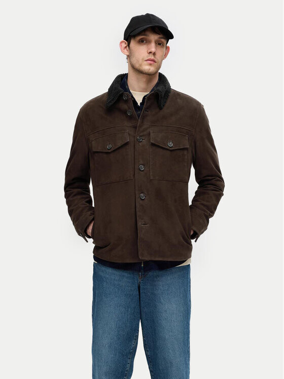 

Кожаная куртка стандартного кроя Selected Homme, коричневый