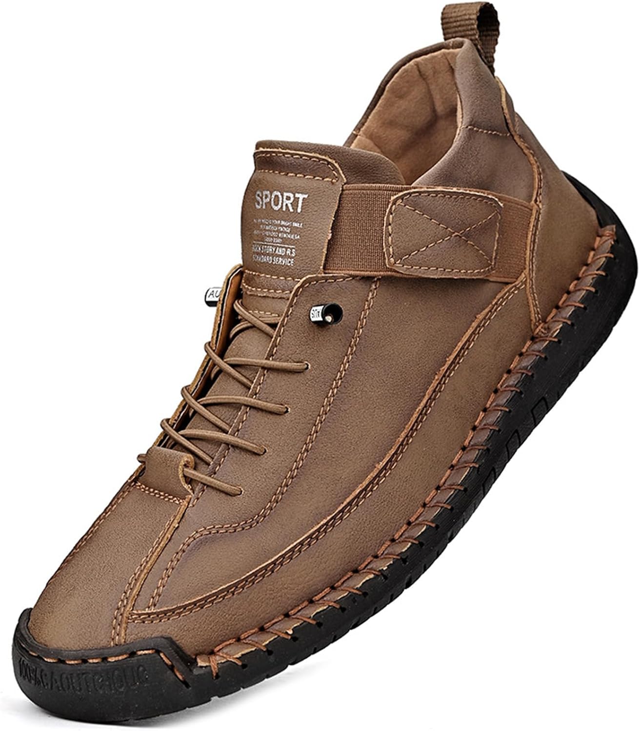 

Мужские дышащие кожаные ботинки GHTRHSB с ручной строчкой, на молнии, модные, удобные, нескользящие кроссовки для вождения, хаки