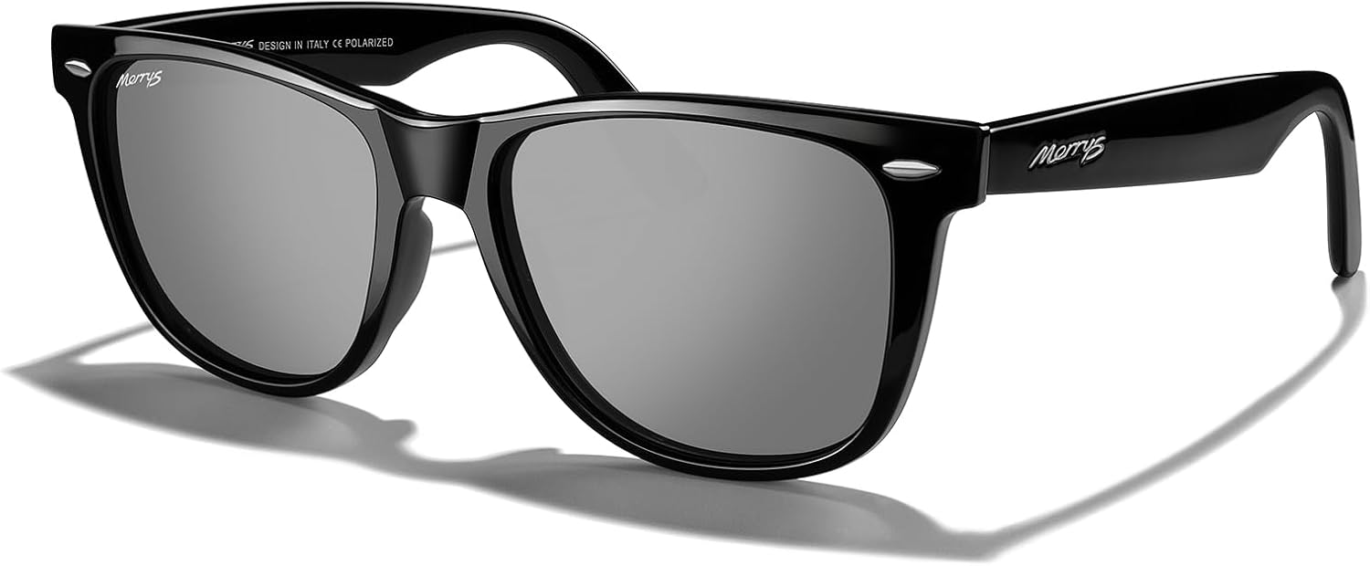 

Классические квадратные поляризованные солнцезащитные очки MERRY для женщин и мужчин, ретро-дизайнерские солнцезащитные очки UV400 S6140 MERRY'S, Black Frame/Silver Mirror Lens