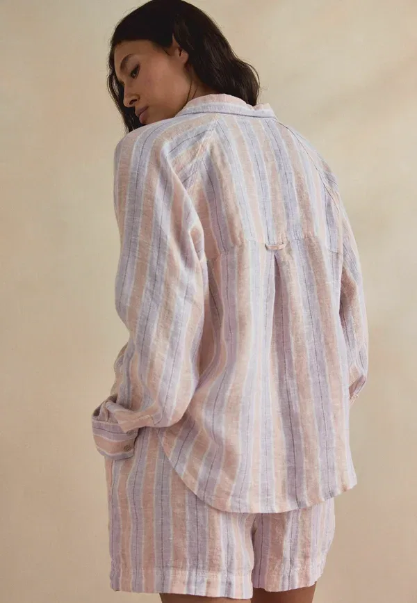 Блуза Next, Button down blouse, розово-сиреневая полоска — фото 2