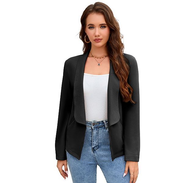 

Женский кардиган-блейзер с воротником шаль и 3/4 рукавом Boddysize, Black