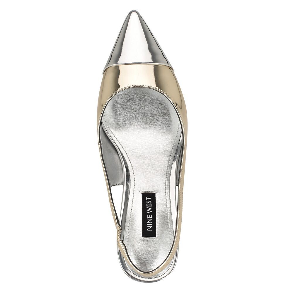 Женские туфли-лодочки Nine West Awaie с открытой пяткой и острым носком, цвет Silver Mirror Metallic — фото 4