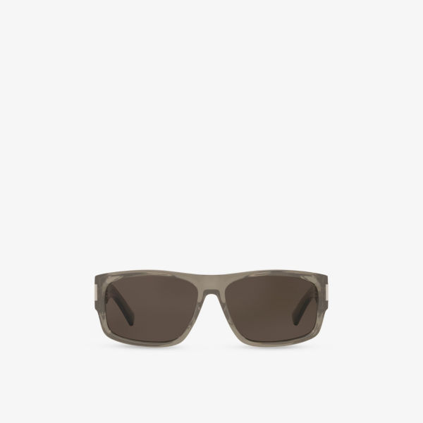 

Ys000575 sl 689 солнцезащитные очки с прямоугольной оправой из ацетата Saint Laurent, коричневый