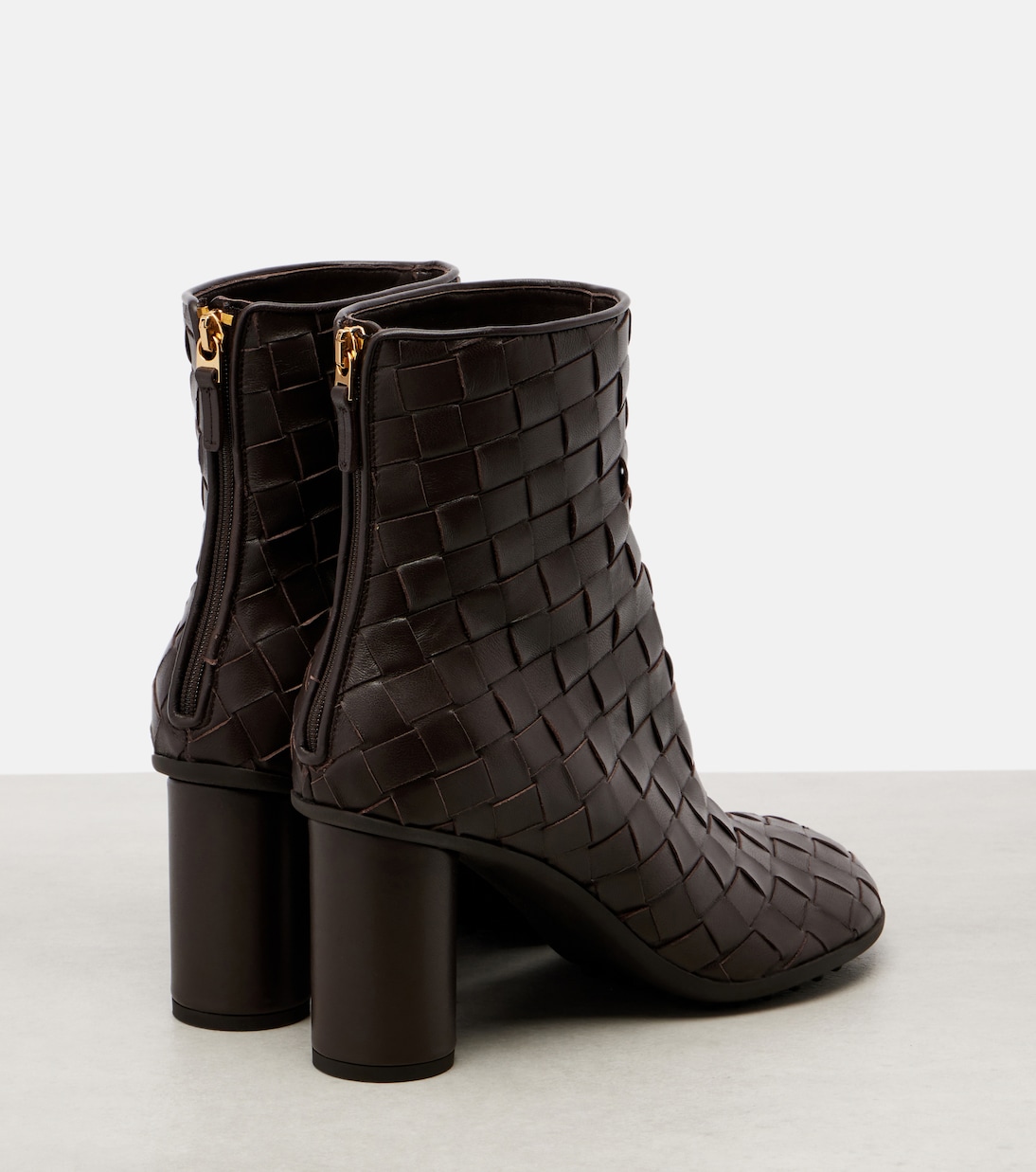 Ботильоны из кожи Atomic 75 Intrecciato Bottega Veneta, Fondant — фото 2