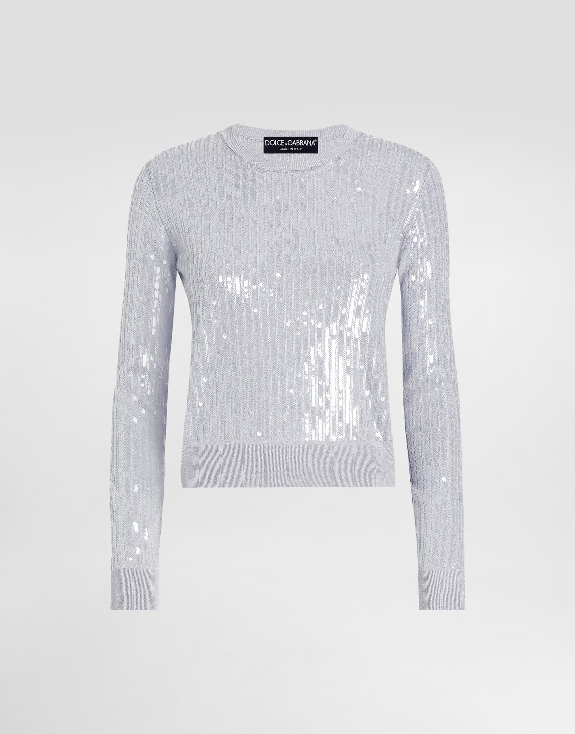 

Джемпер с круглым вырезом, украшенный пайетками Dolce & Gabbana, серый