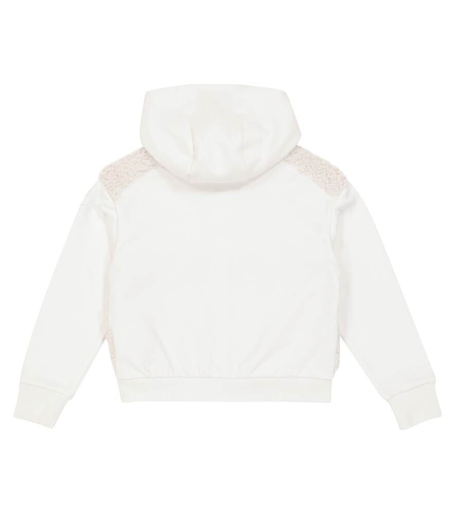 Худи на молнии из искусственной овчины Moncler Enfant, белый — фото 4