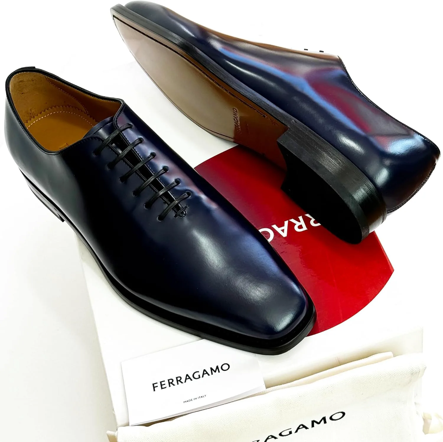 Мужские оксфорды Ferragamo Genuine Geoffrey из темно-синей кожи с прошитой подошвой (Salvatore), синий — фото 2