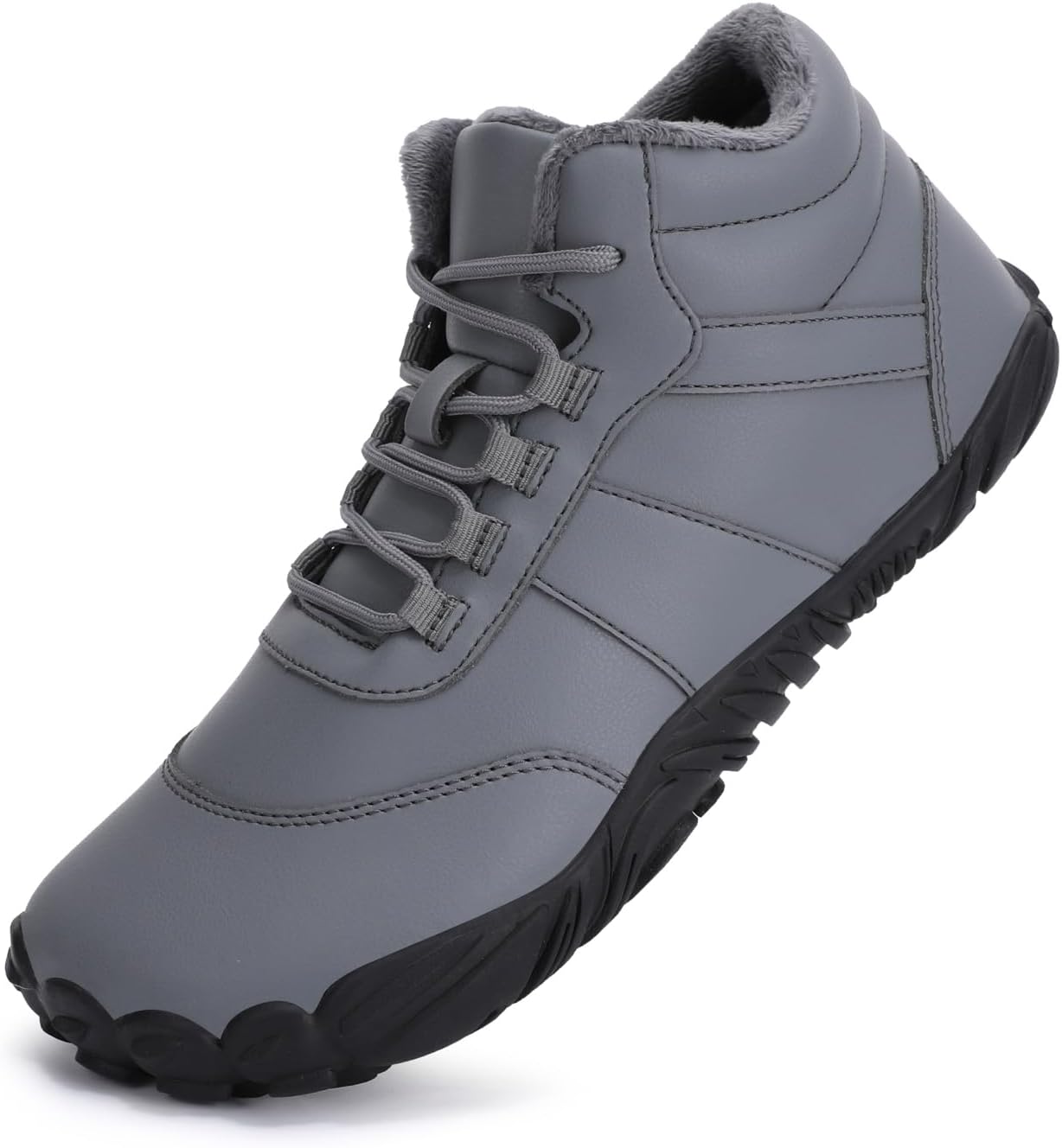 

Мужские зимние кожаные ботинки YRZHGDL, водоотталкивающие, снежные ботинки до щиколотки с теплой подкладкой, противоскользящие, удобные для походов, прогулок по снегу, повседневной носки, легкие, с шнуровкой, высокие, серый