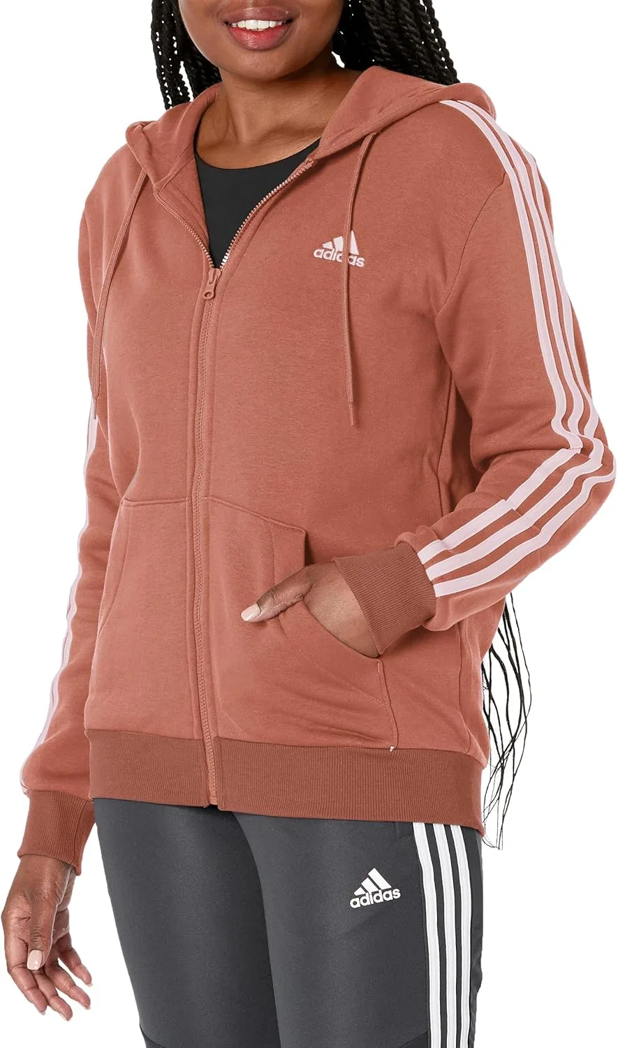 Женская флисовая кофта adidas, цвет Clay Strata/Clear Pink