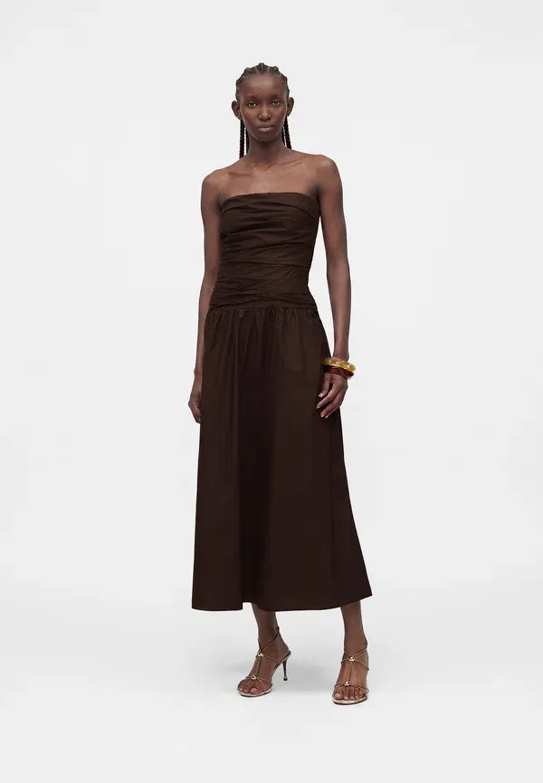 Платье-макси Gap, Strapless draped bodice maxi dress, терракотовый — фото 2