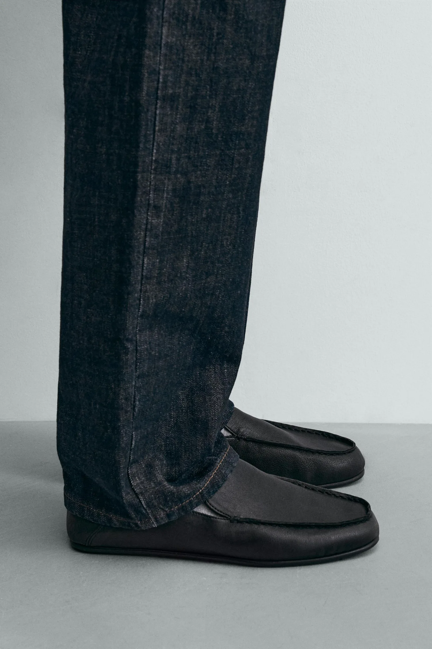 Кожаные лоферы Zara, черный