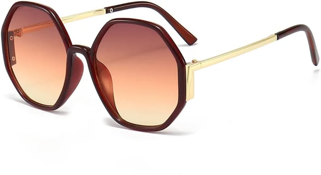 

Солнцезащитные очки шестиугольной формы для женщин, солнцезащитные очки неправильной квадратной формы для мужчин, очки для вождения и рыбалки, защита от УФ-излучения UV400, класса люкс UATXTAU, Tea