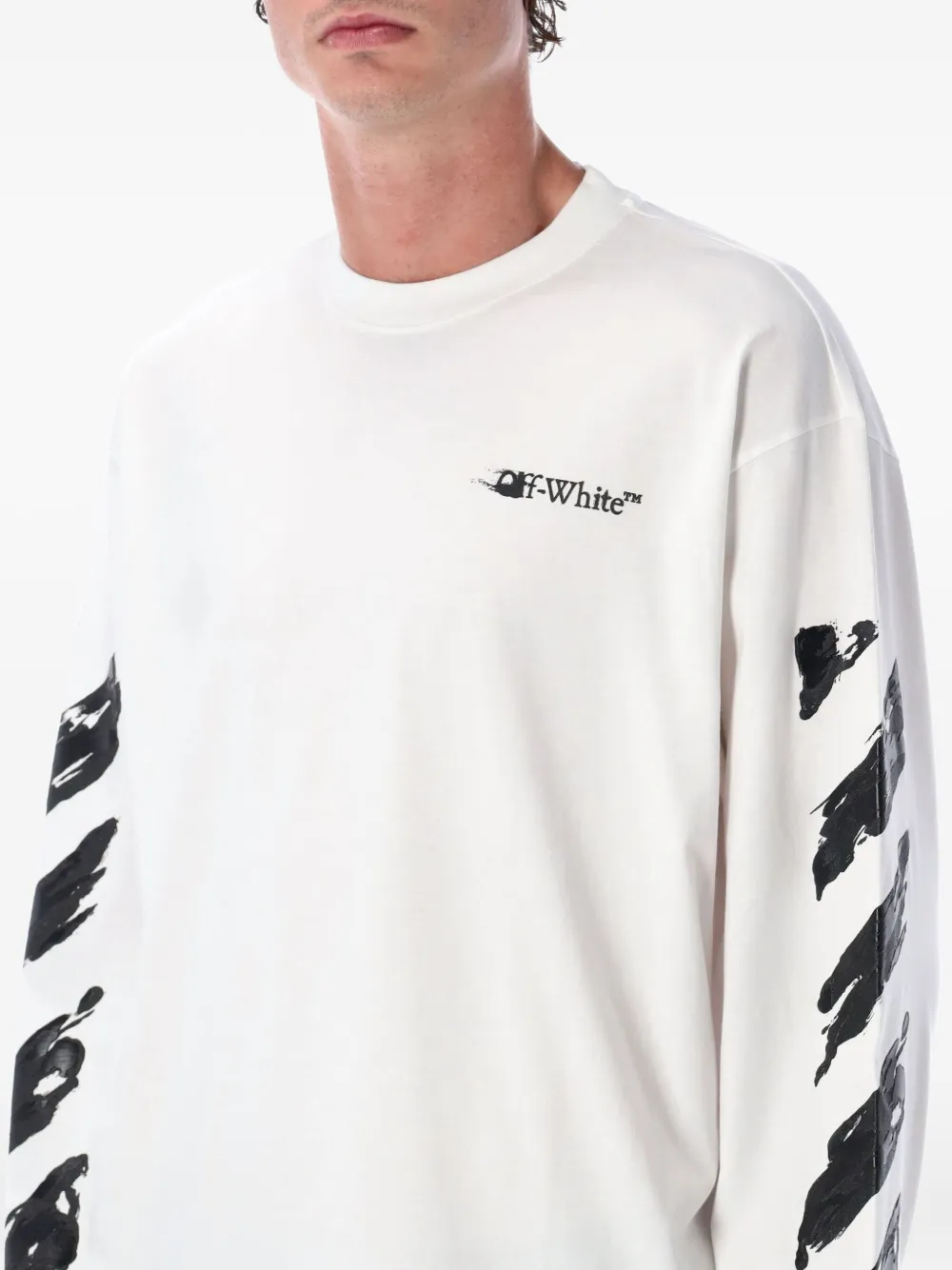 Футболка с длинными рукавами и принтом в виде стрелки OFF-WHITE, белый — фото 3