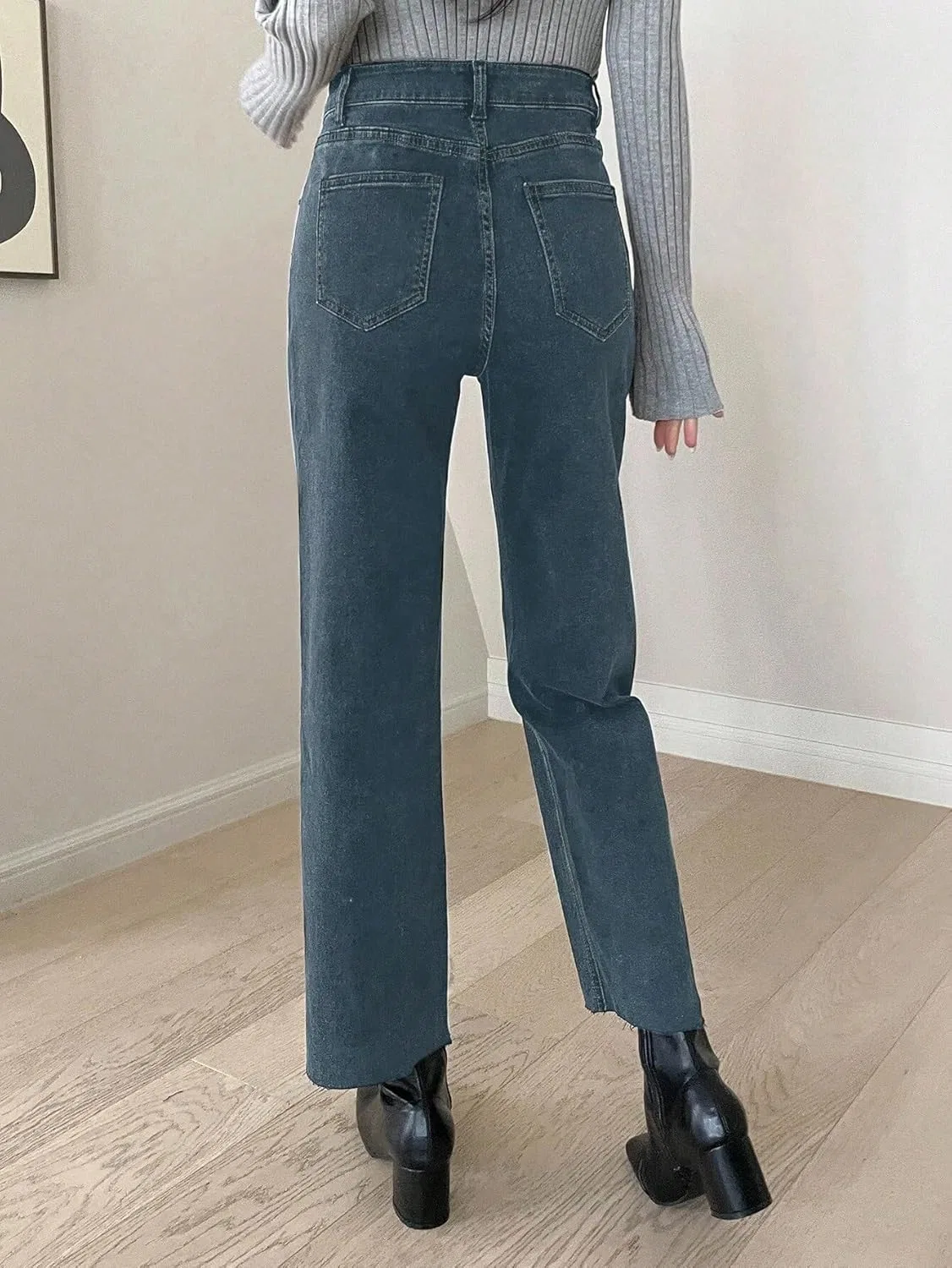 Джинсы с высокой талией, прямые, песчано-голубые, Women's Classic Jean High Waist Straight Leg Jeans — фото 2