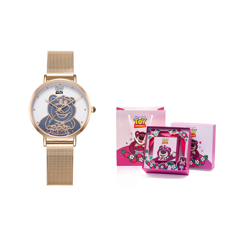 

Disney Часы Strawberry Bear Series Quartz Movement Steel Strap Watch Women's Watch White Dial