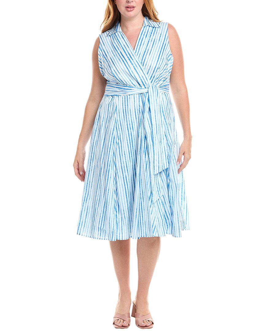 

Талия с завязками миди-платье Tahari ASL Plus, синий