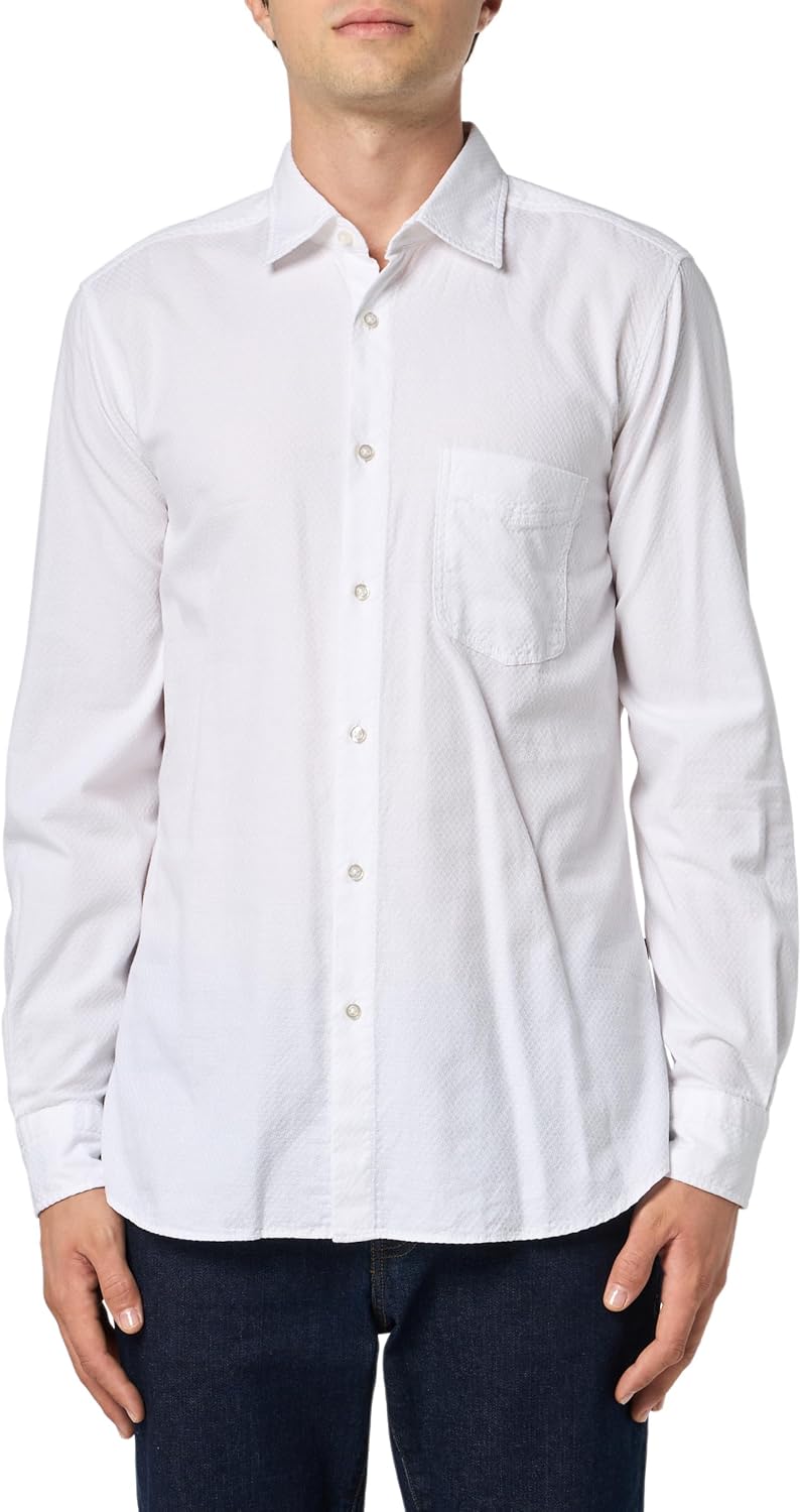 

BOSS Мужская рубашка Remiton с длинным рукавом на пуговицах, White Bone