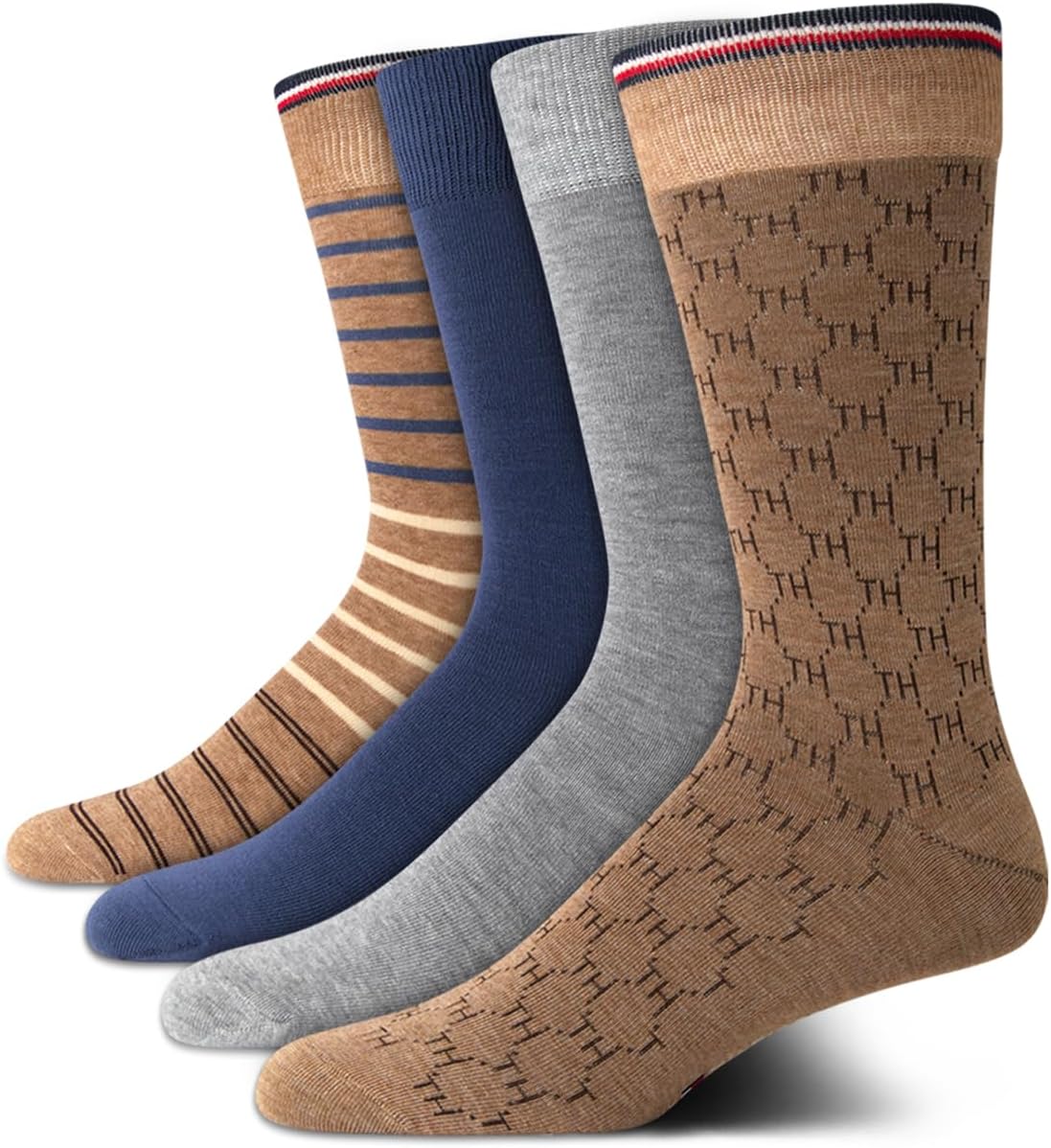 

Мужские носки Tommy Hilfiger под пошив - 4 пары легких, мягких, из хлопковой смеси, носков - удобные, эластичные, для мужчин, Khaki Assorted