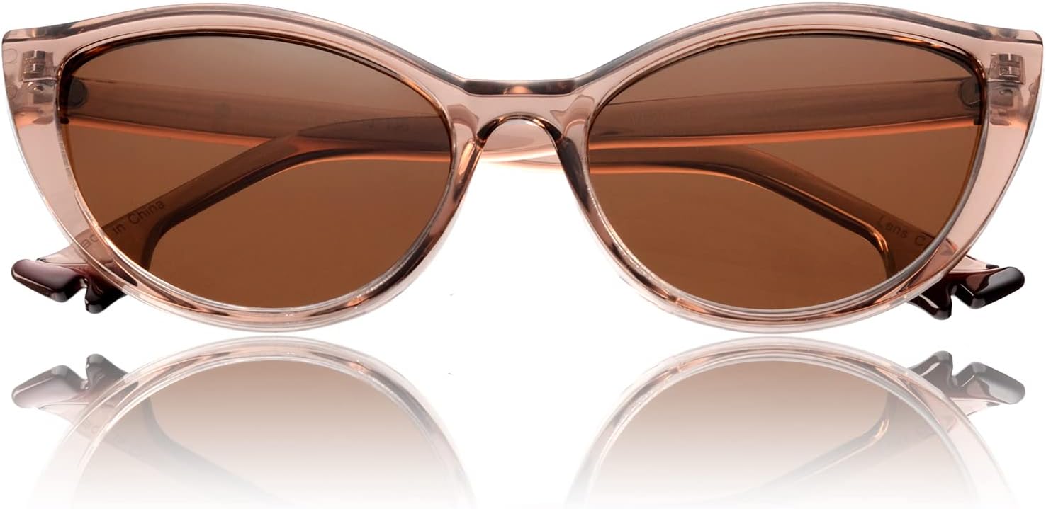 

Поляризованные солнцезащитные очки «кошачий глаз» для женщин, модные, 2026 год, ретро-очки с узким оправой «кошачий глаз», защита от УФ-излучения, маленькие, модель VF2219 VIVIENFANG, Crystal Brown