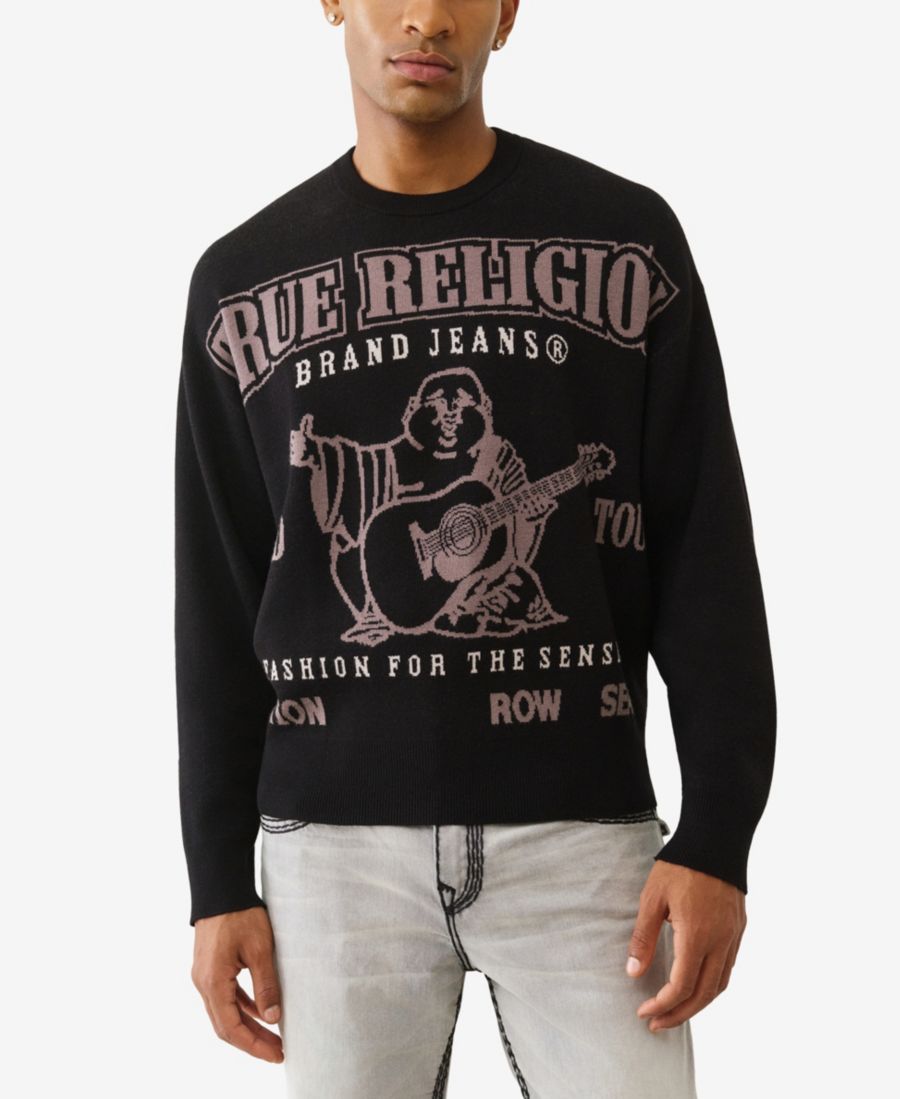 

Мужской свитер с круглым вырезом, стандартного кроя True Religion, Jet Black