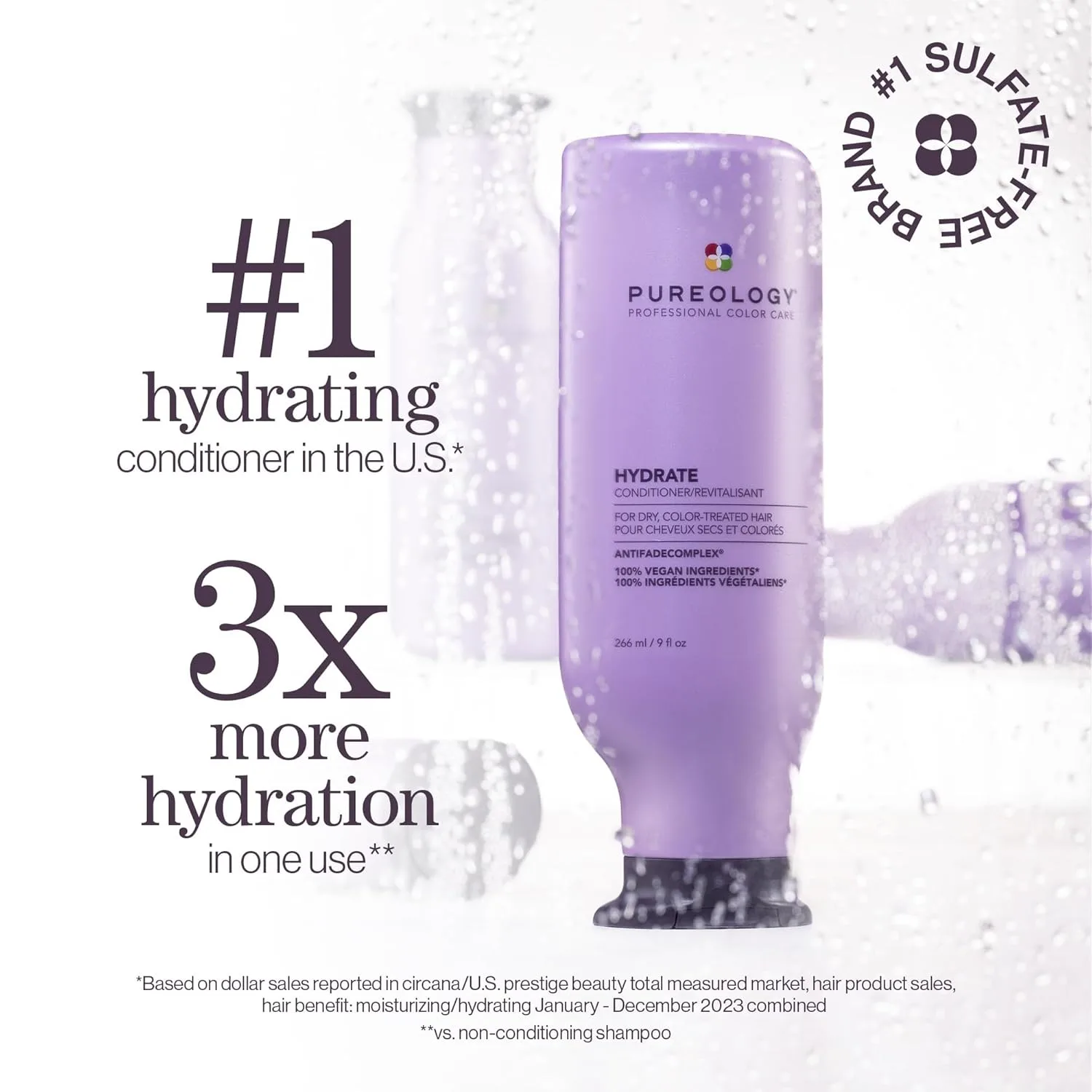Набор Pureology Hydrate: увлажняющий шампунь и кондиционер - для сухих и окрашенных волос средней и густой толщины, смягчает и глубоко увлажняет, без сульфатов. 266 мл (2 шт.), green — фото 4