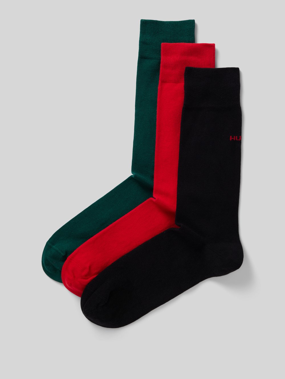 

Носки с пришитыми этикетками в упаковке по 3 шт HUGO, темно-зеленый