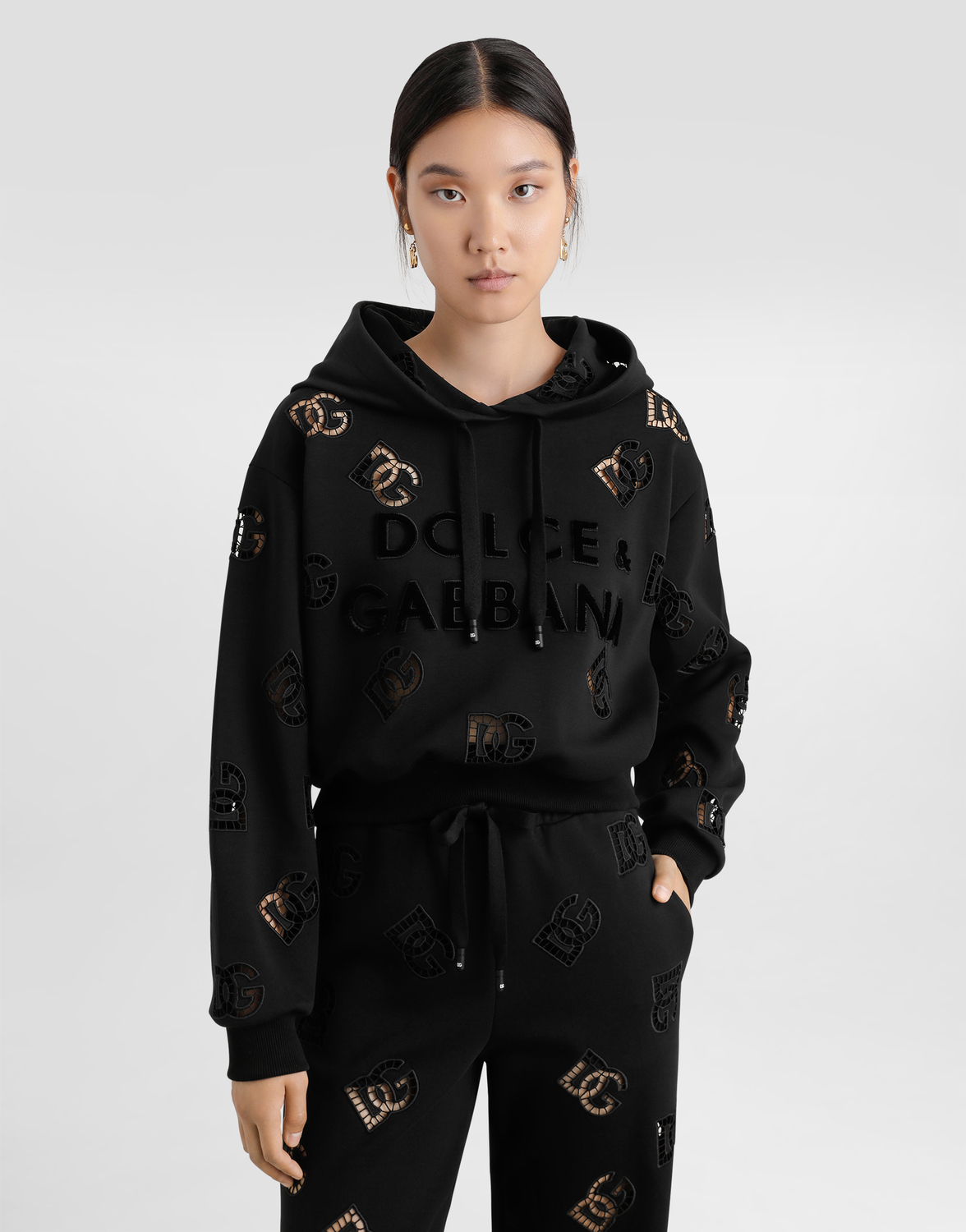 Худи Dolce & Gabbana Jersey With Cut-Out And DG Logo, черный — фото 4