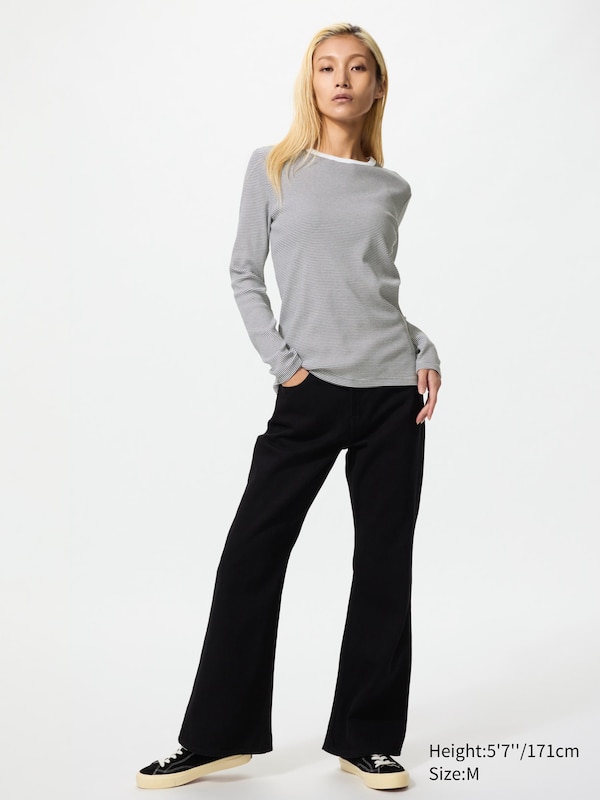 Лонгслив Uniqlo Soft Ribbed Striped, 01 белый — фото 2