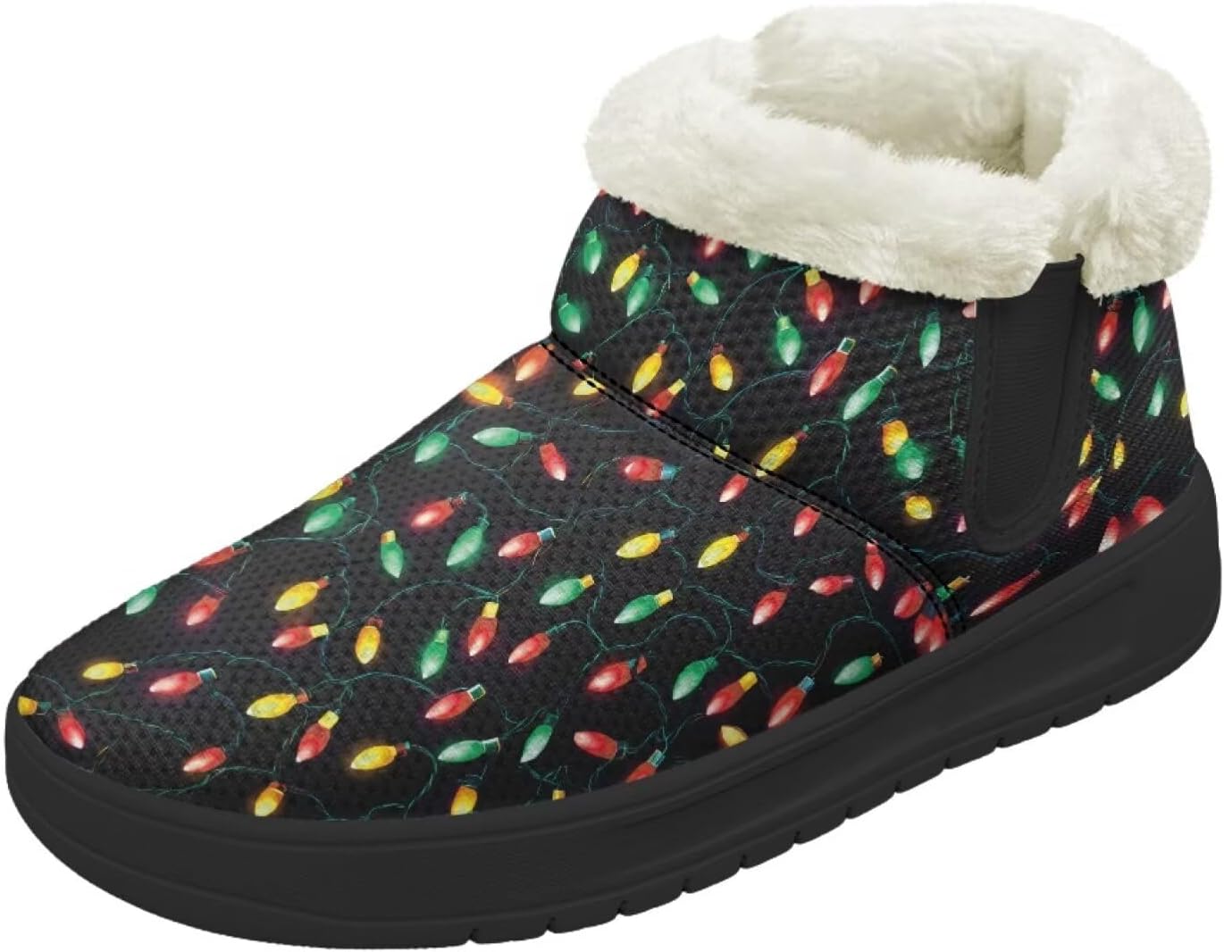 

Рождественские снежные ботинки Forchrinse для женщин и мужчин, зимние теплые ботильоны, удобные, с легким надеванием, походные ботинки, рождественская обувь, Christmas Colorful Lights