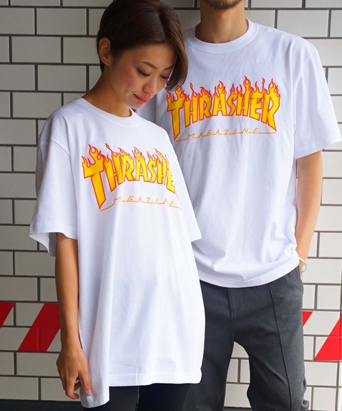 

Футболка с коротким рукавом, круглым вырезом, унисекс, логотип Flame, бренд Thrasher, белый