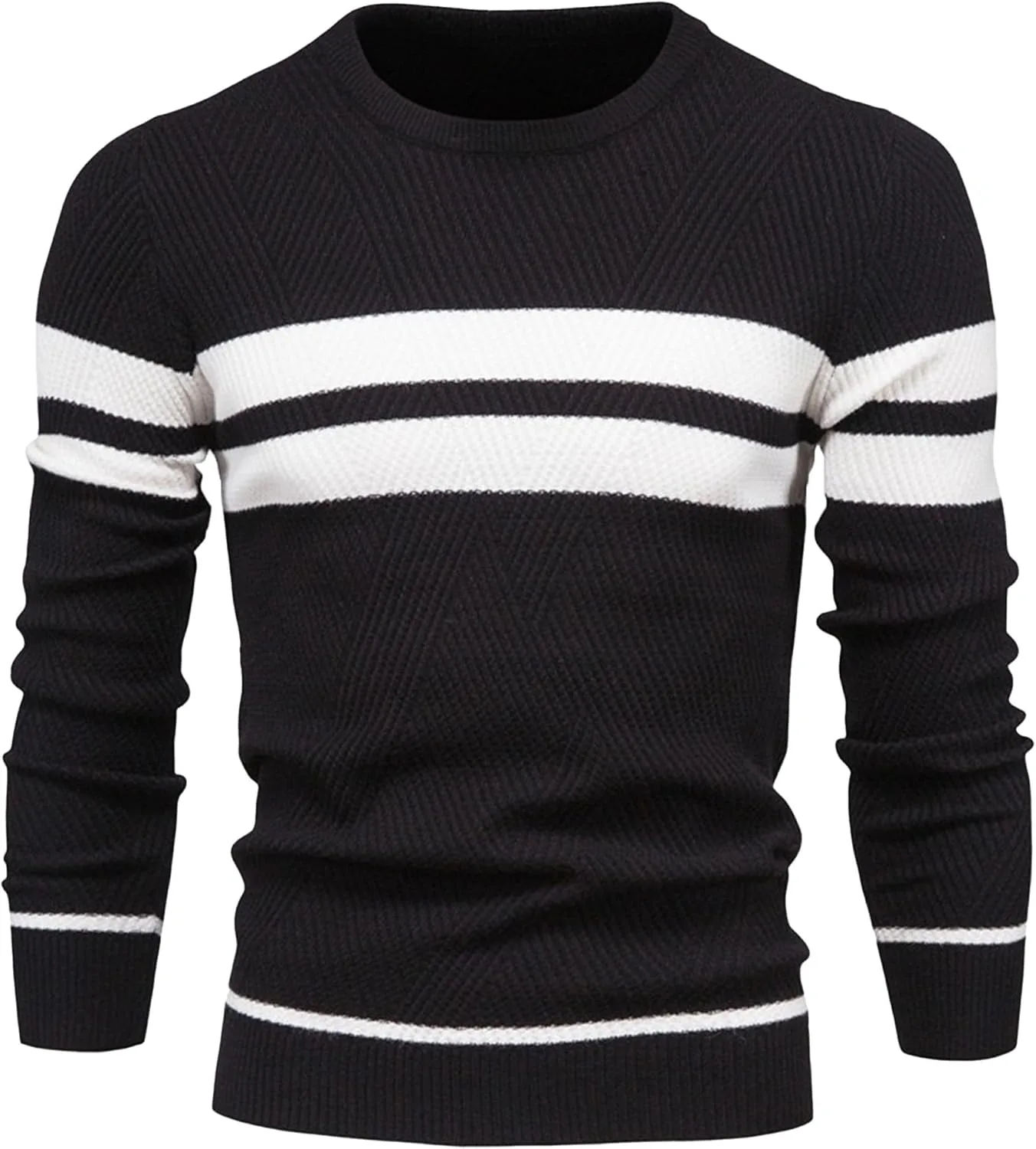 

Мужской свитер в полоску Casual Crew Neck Pullover Textured Knit Slim Fit