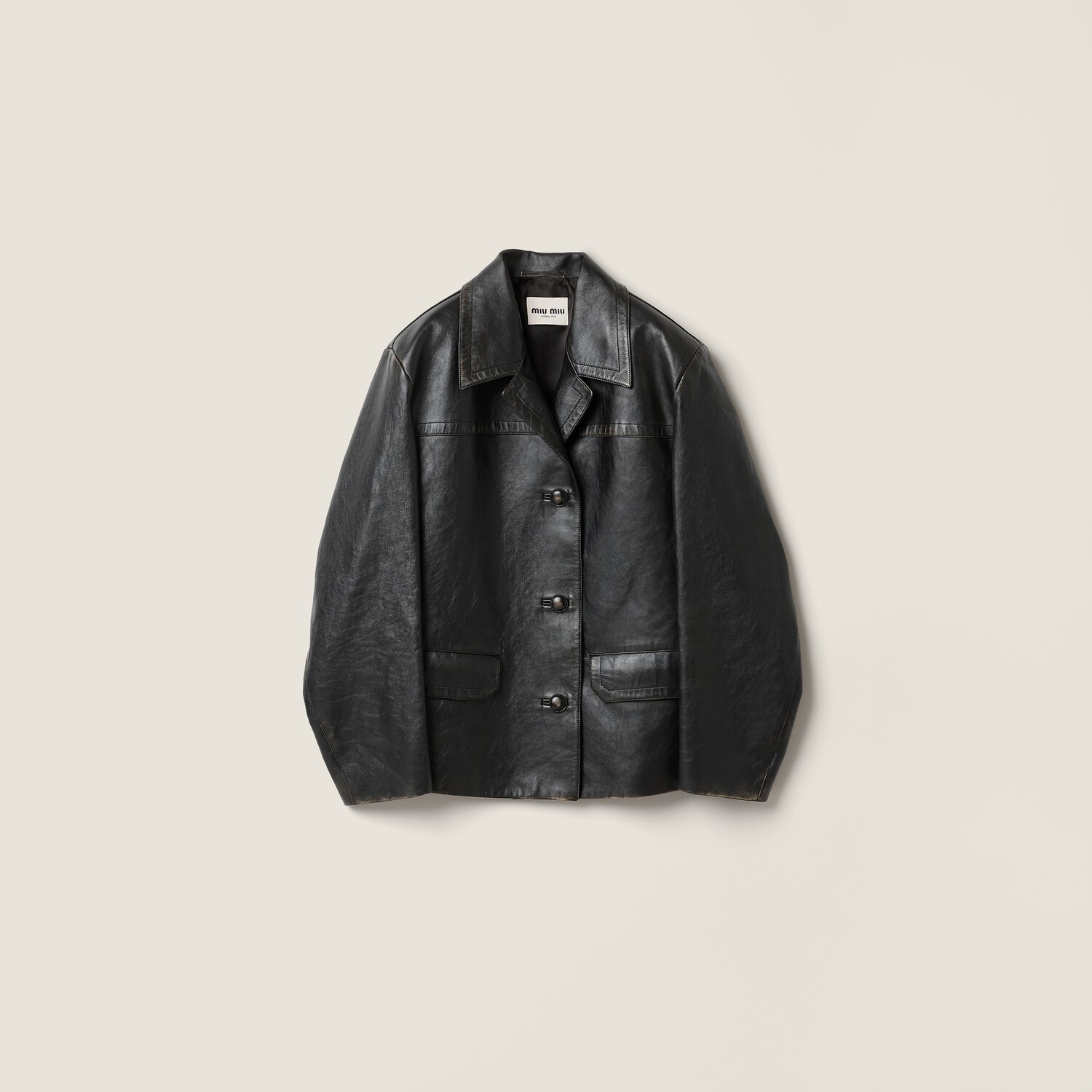 

Кожаная куртка MIU MIU, черный