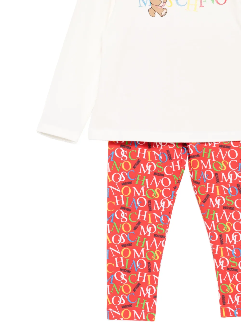 Комплект из топа и брюк с логотипом Moschino Kids, красный — фото 3