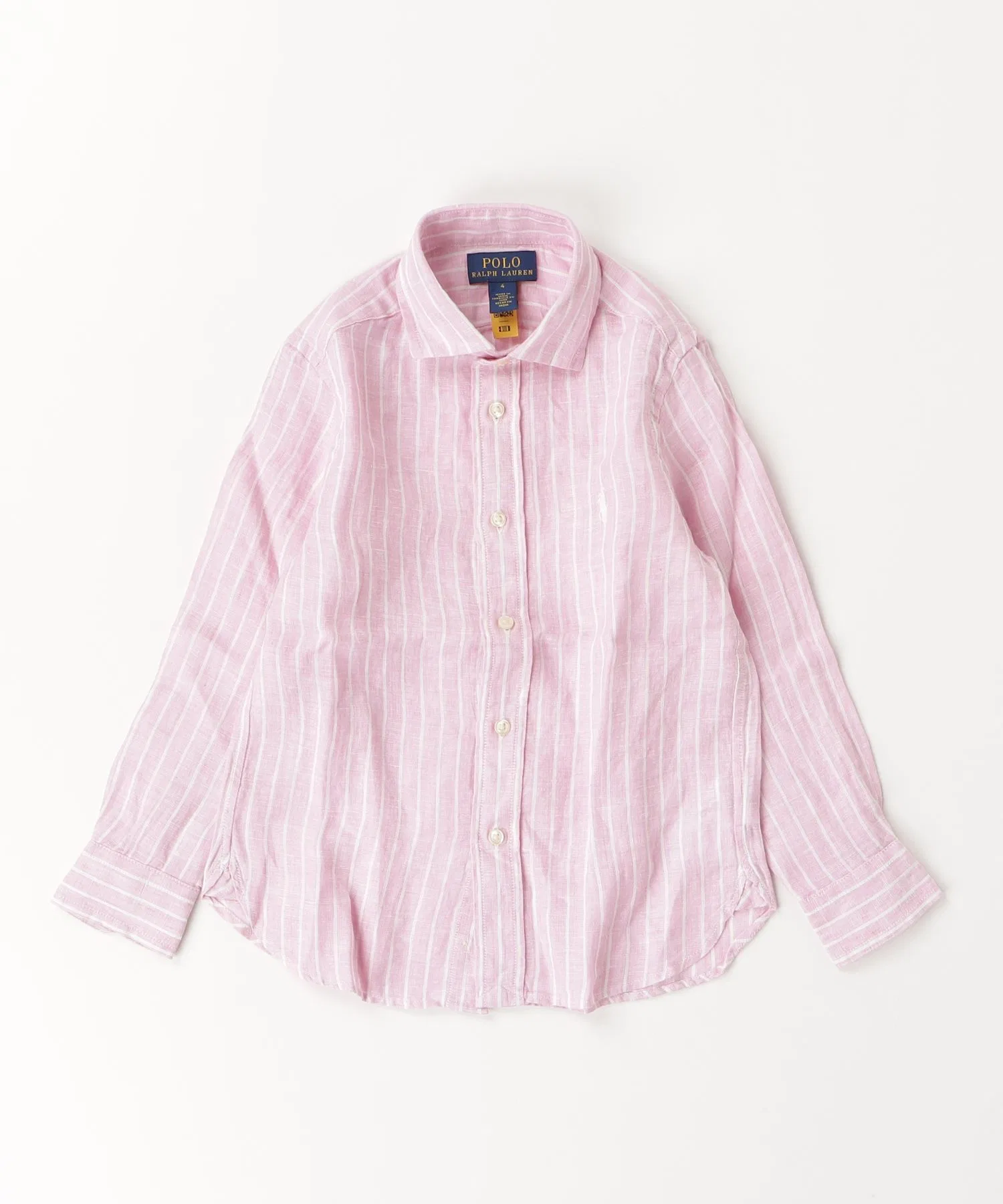 Детская рубашка POLO RALPH LAUREN CHILDREN'S WEAR в полоску из льна — фото 3