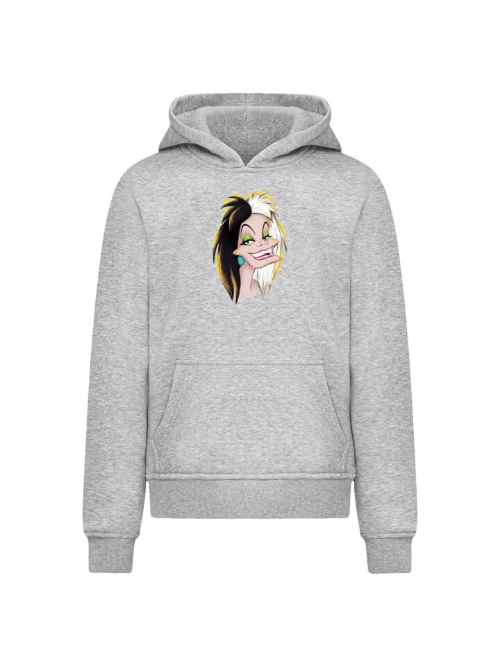 

Пуловер F4NT4STIC Hoodie Disney Bösewichte Cruella Big Face, пятнистый серый