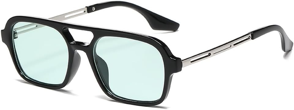 

Винтажные квадратные солнцезащитные очки для женщин, конфетные цвета, ретро-очки с двойной перемычкой, мужские ретро-очки с градиентным переходом, защитные очки UV400 HYYZZC, Black Green