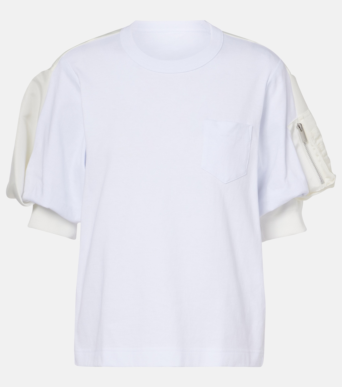 

Хлопковая футболка из джерси и твила Sacai, White x Off White